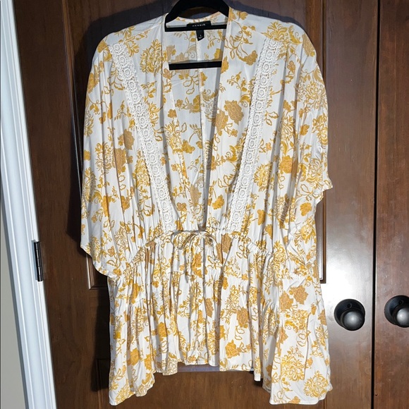 torrid Other - Torrid White and Gold Floral Swim Coverup